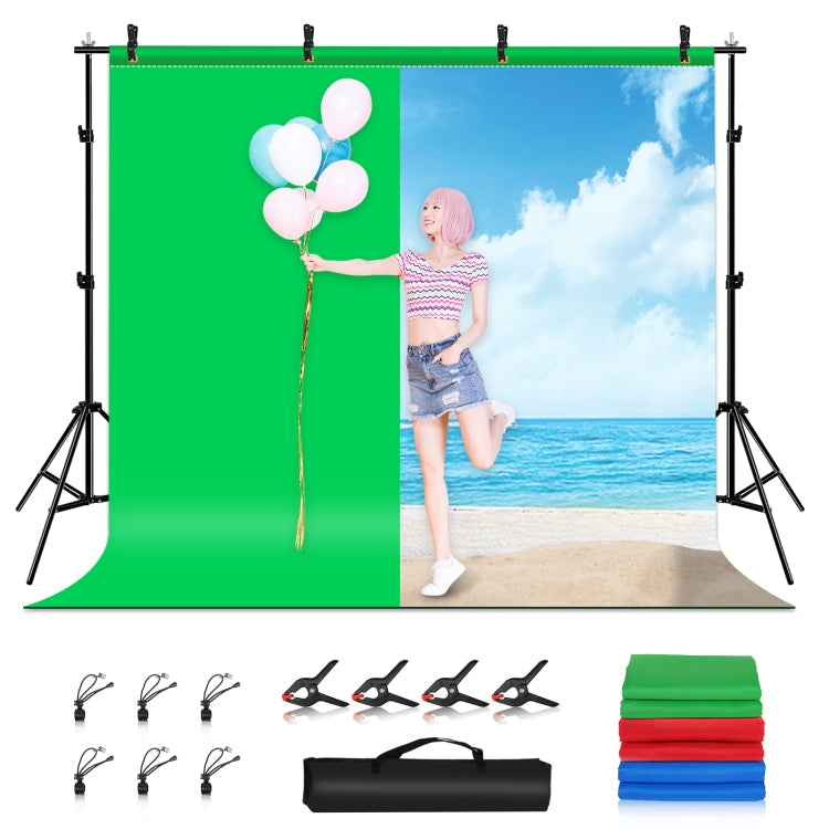 PULUZ 2.9x2m Photo Studio Background Support Stand Backdrop Crossbar Bracket Kit with Red / Blue / Green Backdrops