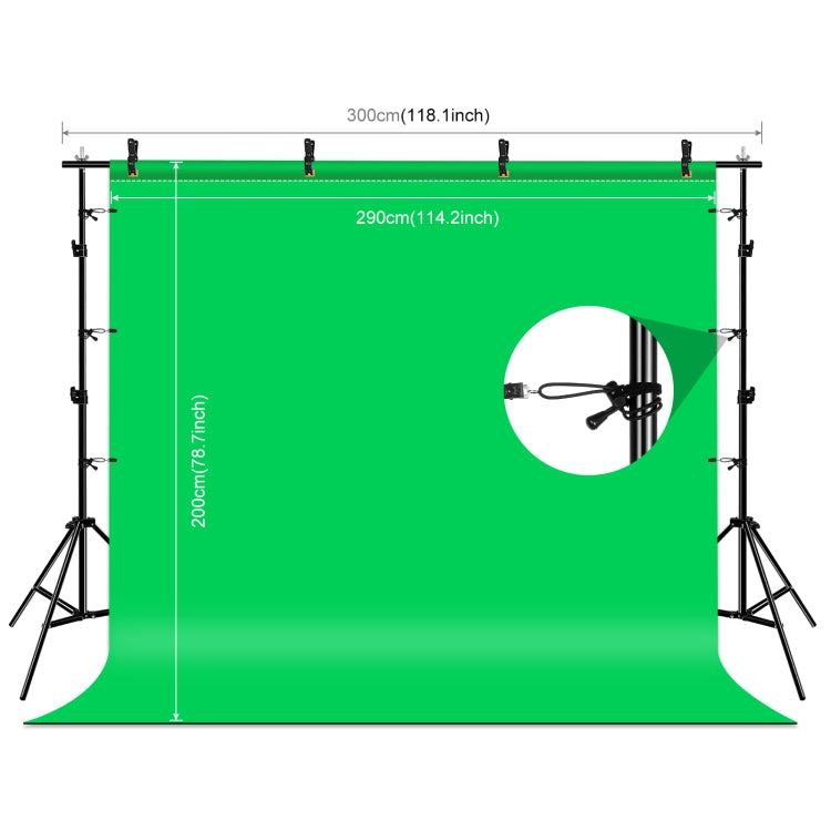 PULUZ 2.9x2m Photo Studio Background Support Stand Backdrop Crossbar Bracket Kit with Red / Blue / Green Backdrops