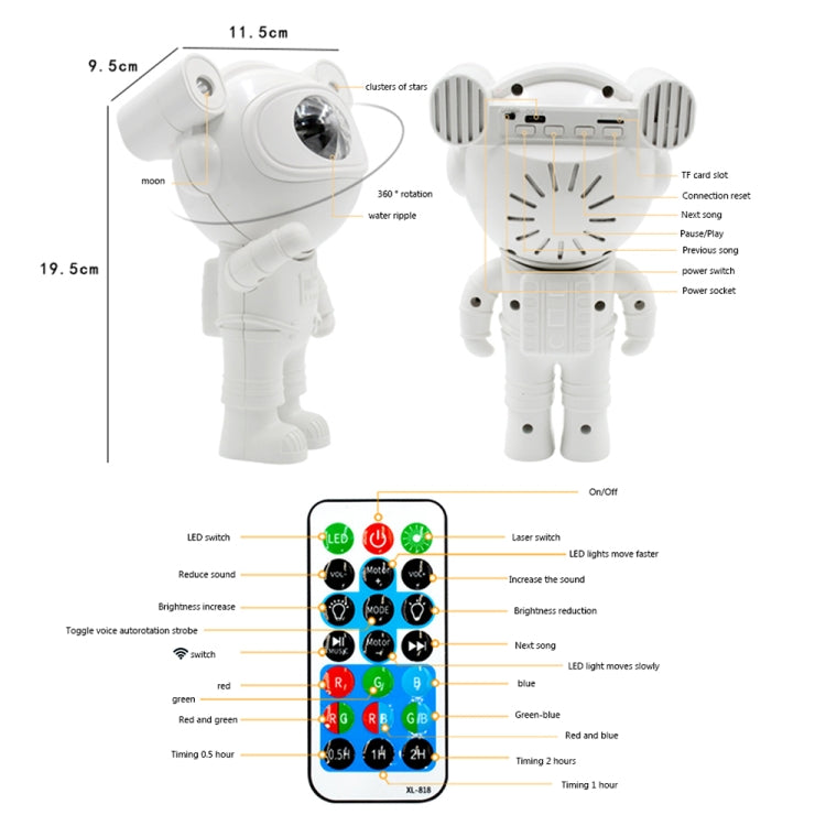 5W Astronaut Starry Sky Projection Lamp USB Night Light My Store