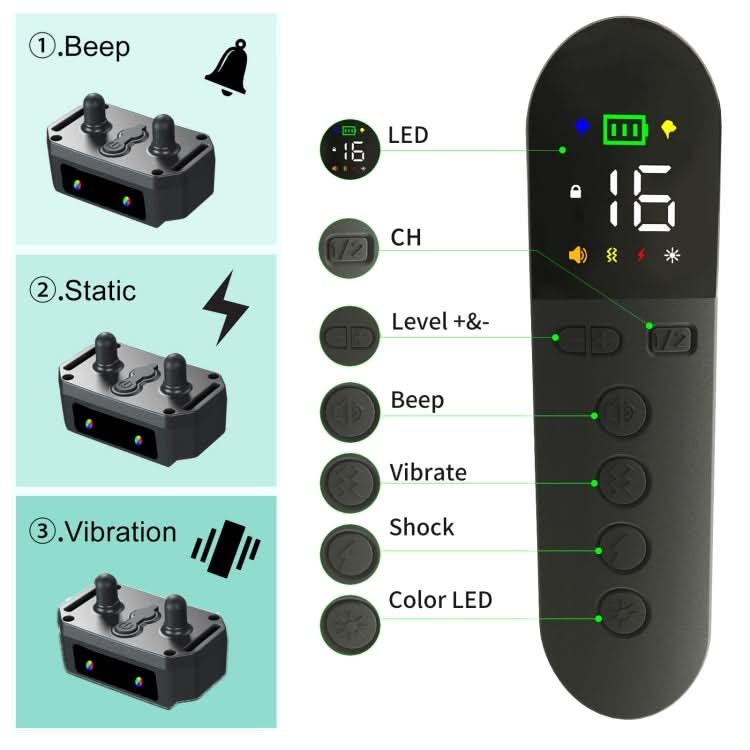 T15 Pet Training Electronic Collar Waterproof Vibration Shock Dog Trainer.