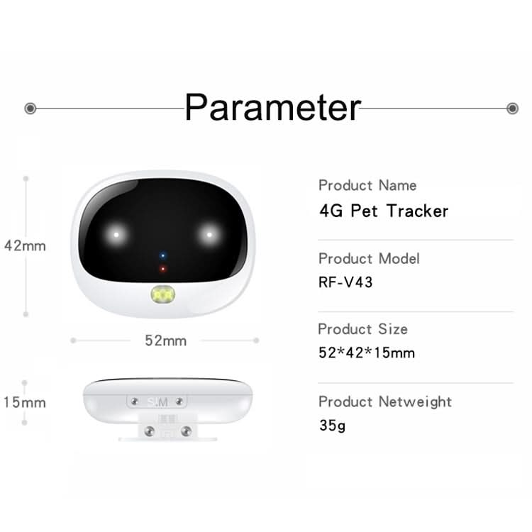 RF-V43 B Style IP67 Waterproof GPS + LBS + WiFi Pet Locator Pet Collar Tracking Device For North America/South America.