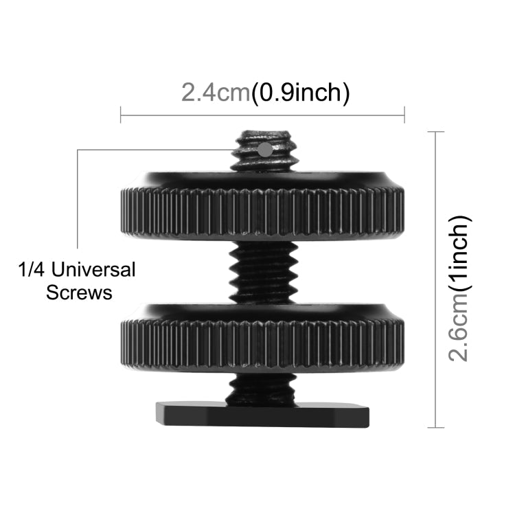 PULUZ Reinforced Hot Shoe 1/4 inch Screw Adapter with Double Nut for DSLR Cameras, GoPro HERO10 Black / HERO9 Black / HERO8 Black / HERO7 /6 /5 /5 Session /4 Session /4 /3+ /3 /2 /1, Xiaoyi and Other Action Cameras