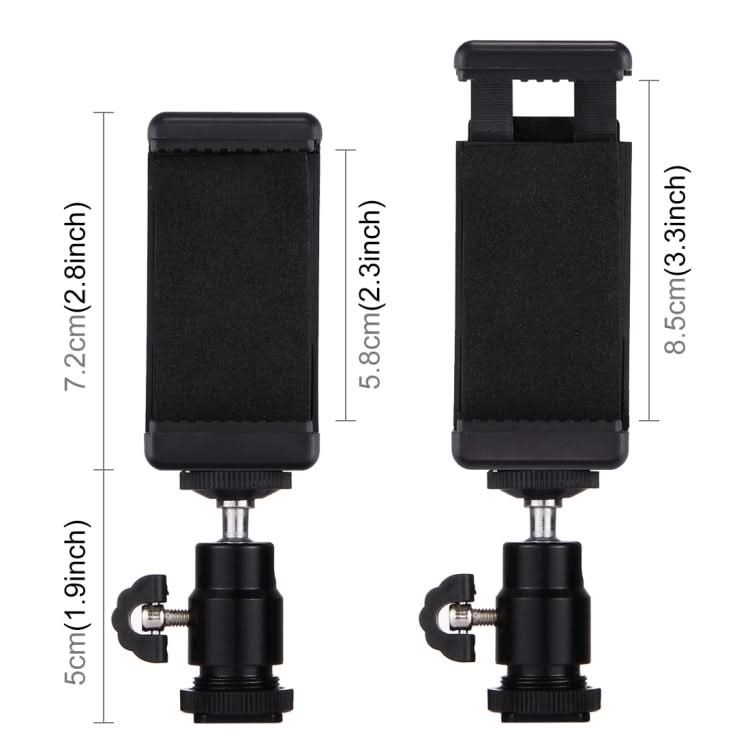 PULUZ 1/4 inch Hot Shoe Tripod Head +  Tripod Stand Clamp for iPhone, Samsung, Huawei, HTC, 5.5cm - 8cm Width Smartphones My Store