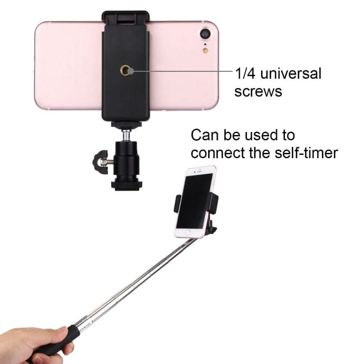 PULUZ 1/4 inch Hot Shoe Tripod Head +  Tripod Stand Clamp for iPhone, Samsung, Huawei, HTC, 5.5cm - 8cm Width Smartphones My Store