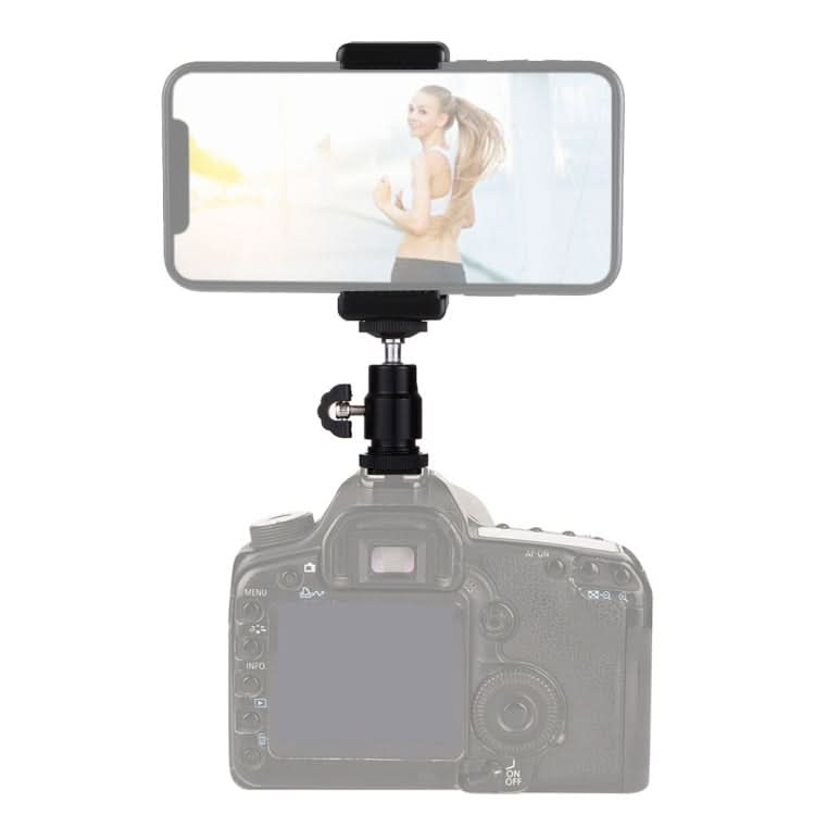 PULUZ 1/4 inch Hot Shoe Tripod Head +  Tripod Stand Clamp for iPhone, Samsung, Huawei, HTC, 5.5cm - 8cm Width Smartphones My Store