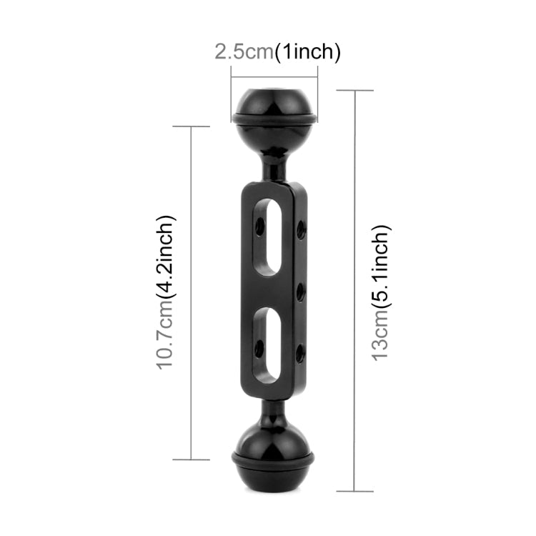 PULUZ 5.1 inch 13cm Aluminum Alloy Dual Balls Arm, Ball Diameter: 25mm My Store