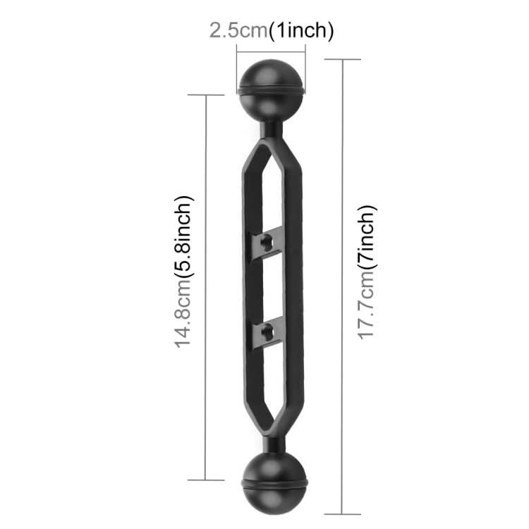 PULUZ 7.0 inch 17.7cm Aluminum Alloy Dual Balls Arm, Ball Diameter: 25mm My Store