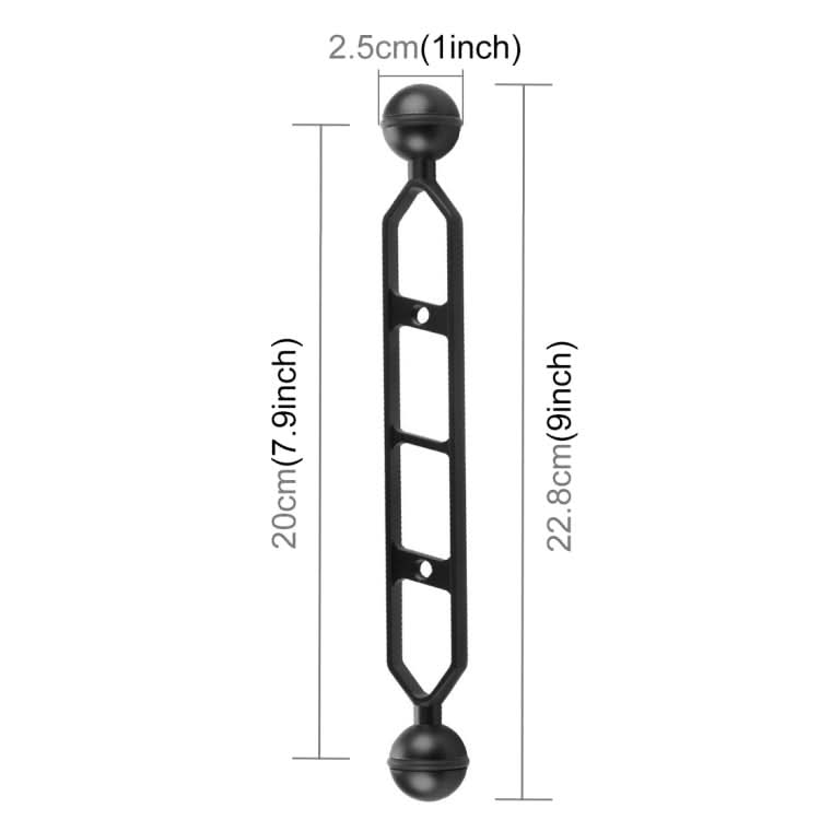 PULUZ 9.0 inch 22.8cm Aluminum Alloy Dual Balls Arm, Ball Diameter: 25mm My Store