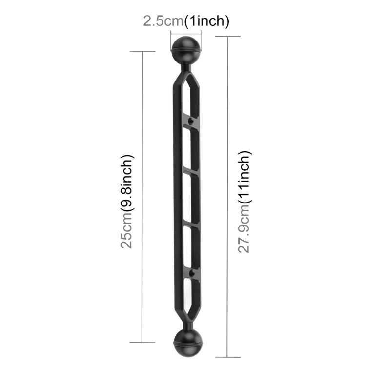 PULUZ 11.0 inch 27.9cm Aluminum Alloy Dual Balls Arm, Ball Diameter: 25mm My Store