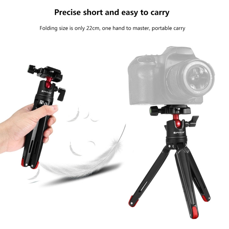 PULUZ Pocket Mini Metal Desktop Tripod Mount with 360 Degree Ball Head for DSLR & Digital Cameras, Adjustable Height: 11-21cm