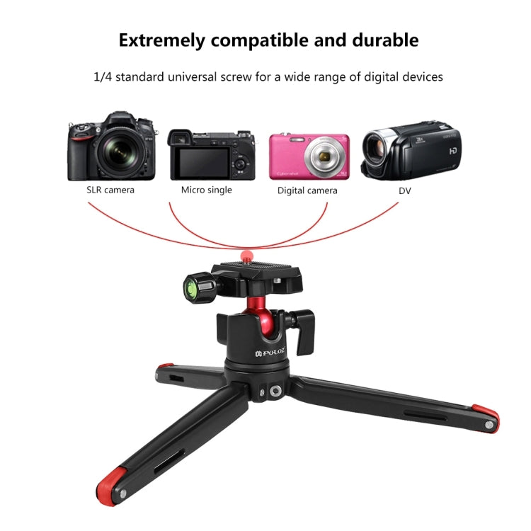 PULUZ Pocket Mini Metal Desktop Tripod Mount with 360 Degree Ball Head for DSLR & Digital Cameras, Adjustable Height: 11-21cm