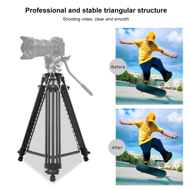 PULUZ Professional Heavy Duty Camcorder Aluminum Alloy Tripod