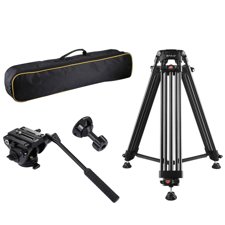 PULUZ 3 in 1 (Tripod + Bowl Adapter + Fluid Drag Head) Heavy Duty Video Camcorder Aluminum Alloy Tripod Mount Kit for DSLR / SLR Camera, Adjustable Height: 62-152cm