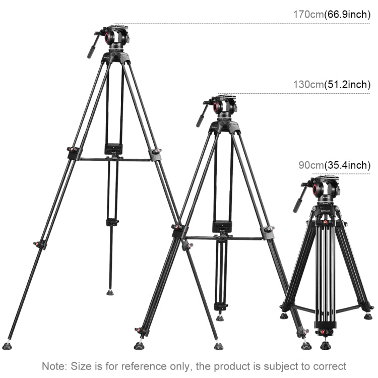 PULUZ 3 in 1 (Tripod + Bowl Adapter + Fluid Drag Head) Heavy Duty Video Camcorder Aluminum Alloy Tripod Mount Kit for DSLR / SLR Camera, Adjustable Height: 62-152cm