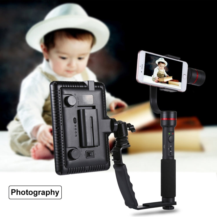 PULUZ L-Shape Bracket Handheld Grip Holder with Dual Side Cold Shoe Mounts for Video Light Flash, DSLR Camera My Store