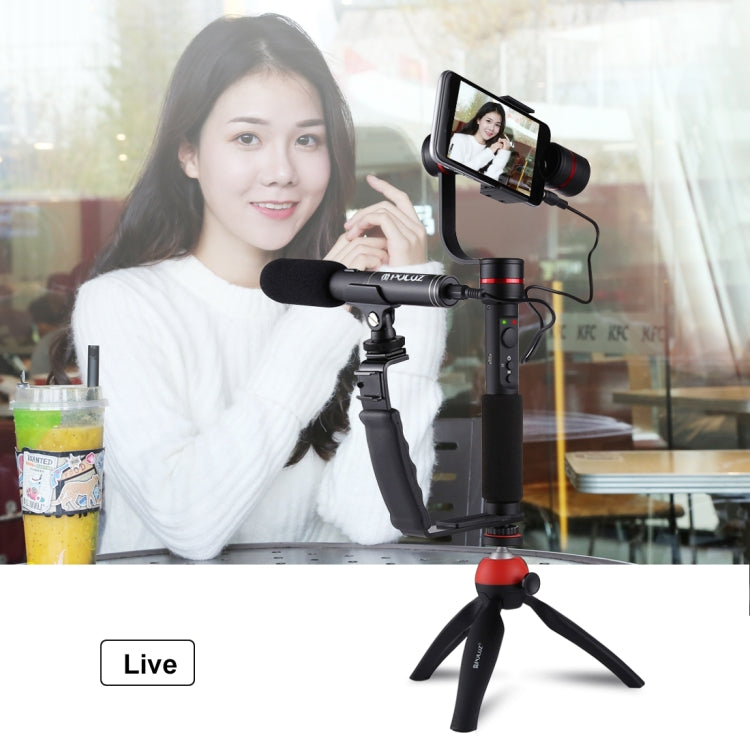 PULUZ L-Shape Bracket Handheld Grip Holder with Dual Side Cold Shoe Mounts for Video Light Flash, DSLR Camera My Store