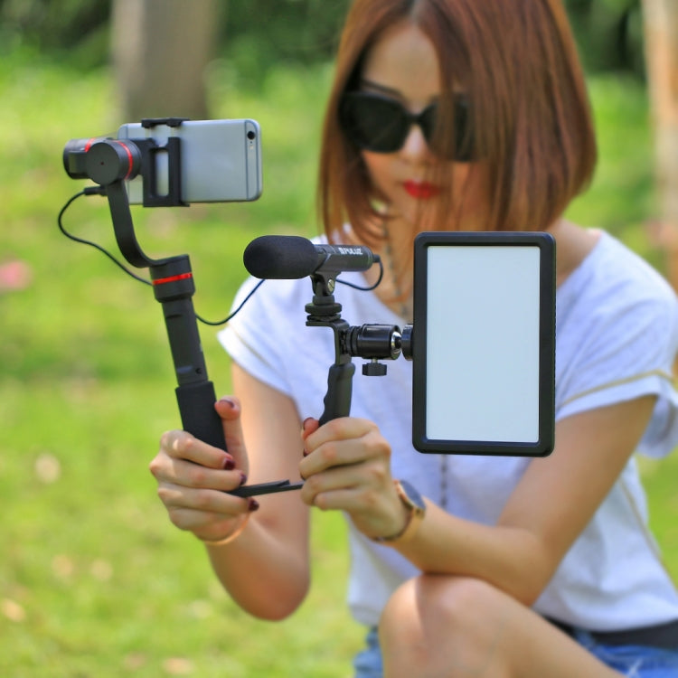 PULUZ L-Shape Bracket Handheld Grip Holder with Dual Side Cold Shoe Mounts for Video Light Flash, DSLR Camera My Store