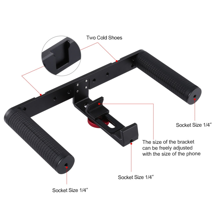 PULUZ Vlogging Live Broadcast Smartphone Video Rig Filmmaking Recording Handle Stabilizer Aluminum Bracket for iPhone, Galaxy, Huawei, Xiaomi, HTC, LG, Google, and Other Smartphones My Store