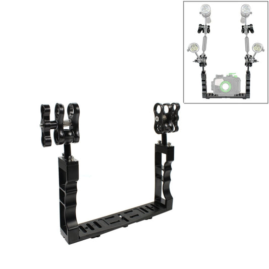 PULUZ Dual Handle Aluminium Tray Stabilizer with Dual Ball Aluminum Alloy Clamp for Underwater Camera Housings My Store