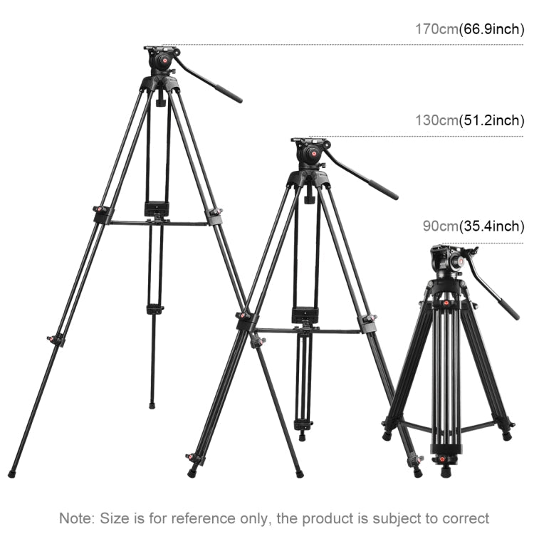 PULUZ Professional Heavy Duty Video Camcorder Aluminum Alloy Tripod with Fluid Drag Head for DSLR / SLR Camera, Adjustable Height: 80-160cm