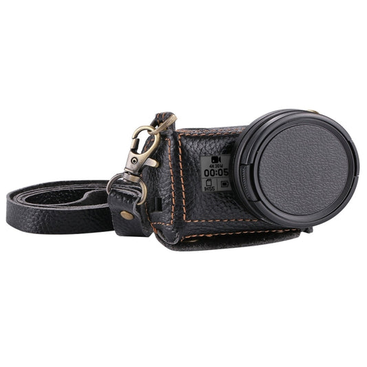 PULUZ for GoPro HERO7 Black /6 /5 Litchi Texture Genuine Leather Housing Case with Set Key Hole & Neck Strap & 52mm UV Lens