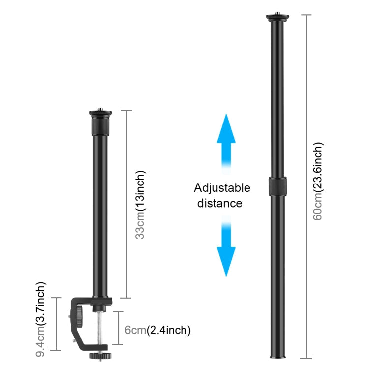 PULUZ C Clamp Mount Light Stand Extension Central Shaft Rod Monopod Holder Kits, Rod Length: 33-60cm My Store