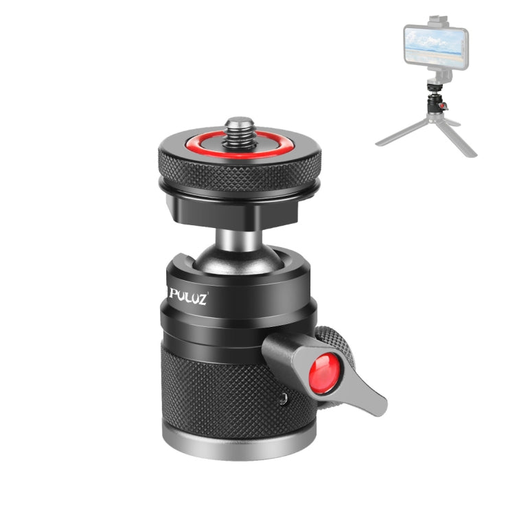 PULUZ Aluminum Alloy Ball Head Tripod Mount with Cold Shoe Base My Store