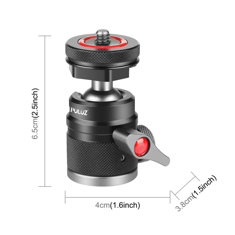 PULUZ Aluminum Alloy Ball Head Tripod Mount with Cold Shoe Base