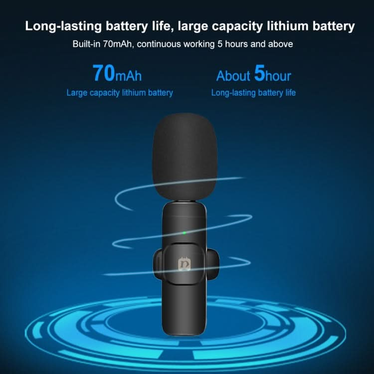 PULUZ Wireless Lavalier Noise Reduction Reverb Microphone for 8-Pin Device, Support Phone Charging My Store