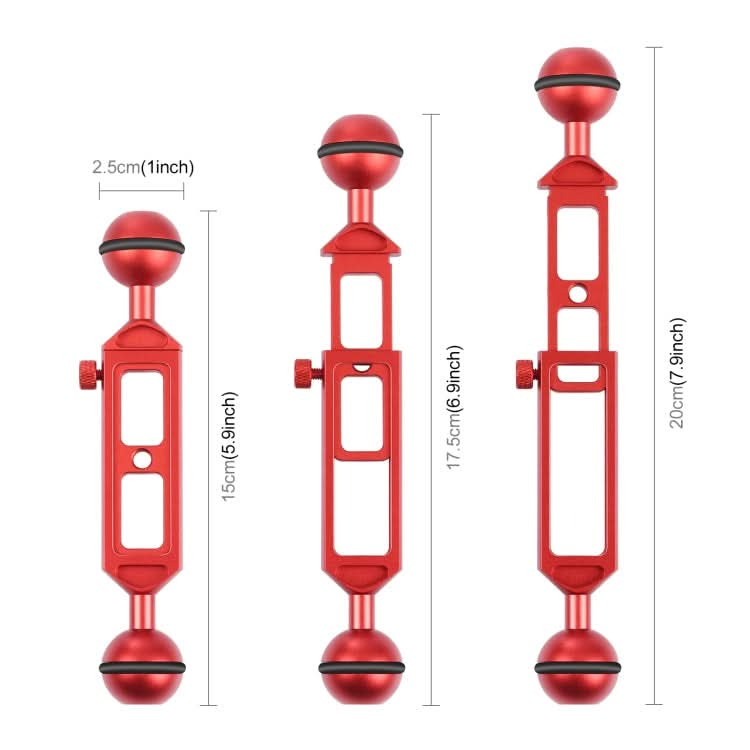 PULUZ 7.9 inch 20cm Adjustable Aluminum Alloy Dual Balls Arm with 1/4 Thread, Ball Diameter: 25mm My Store