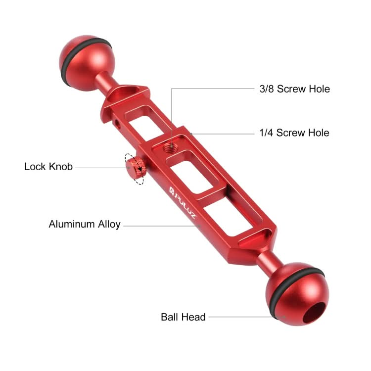 PULUZ 7.9 inch 20cm Adjustable Aluminum Alloy Dual Balls Arm with 1/4 Thread, Ball Diameter: 25mm My Store