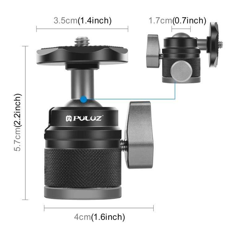 PULUZ 360 Panorama Aluminum Alloy Tripod Ball Head Adapter with Knob Lock My Store