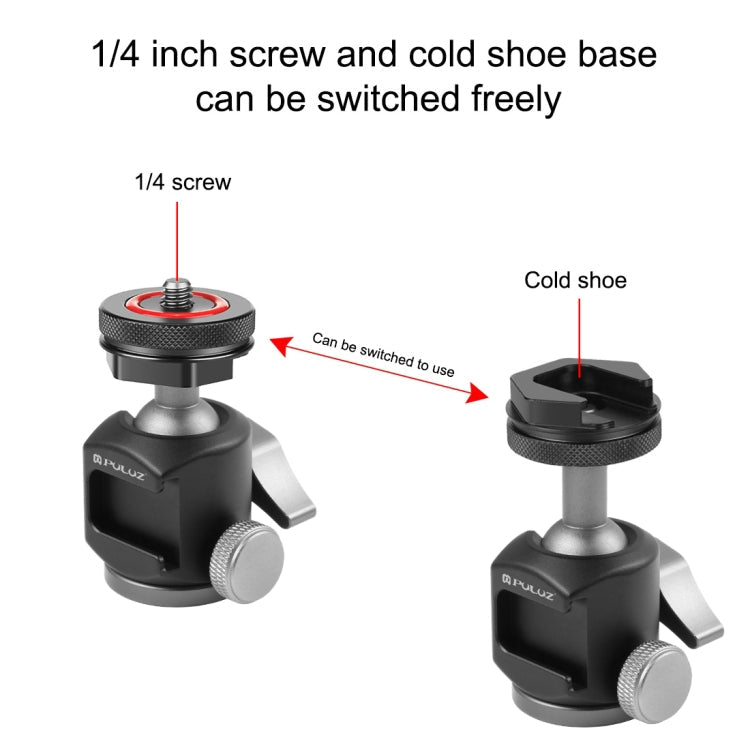 PULUZ Dual Cold Shoes Aluminum Alloy Tripod Ball Head Adapter My Store