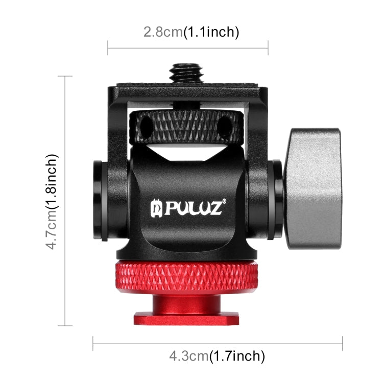 PULUZ Mini 180 Degree Swing Tripod Ball Head Cold Shoe Mount Adapter