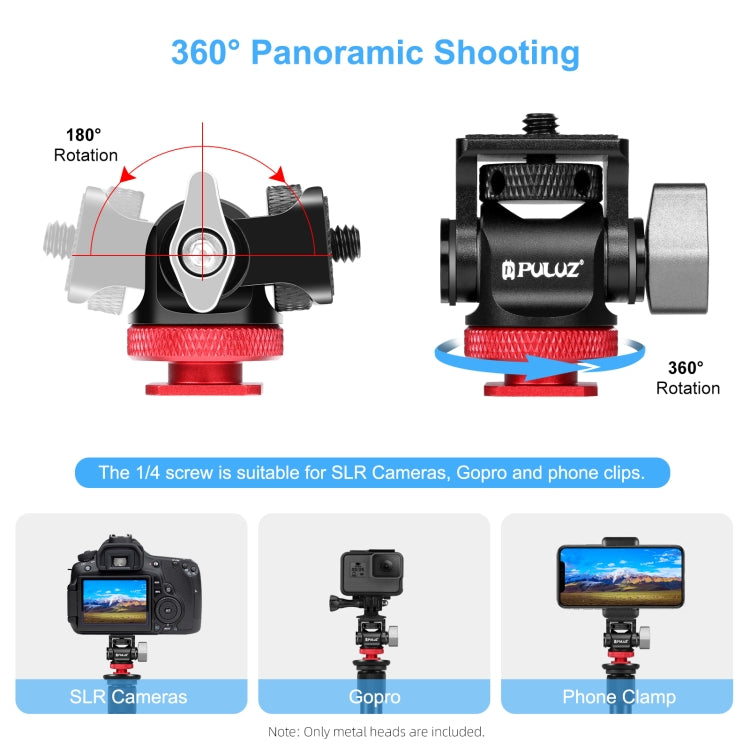 PULUZ Mini 180 Degree Swing Tripod Ball Head Cold Shoe Mount Adapter My Store