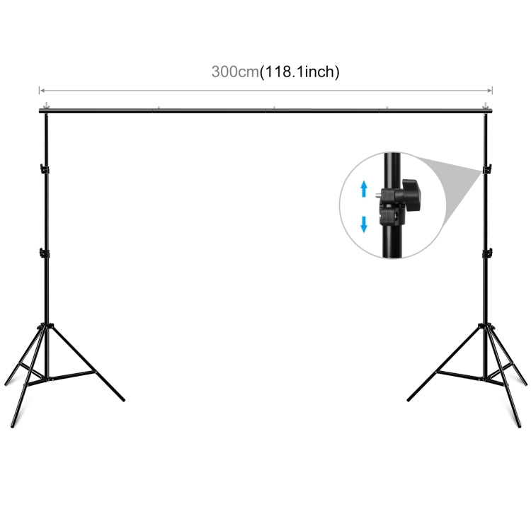 2 x 3m Photo Studio Background Support Stand Backdrop Crossbar Bracket