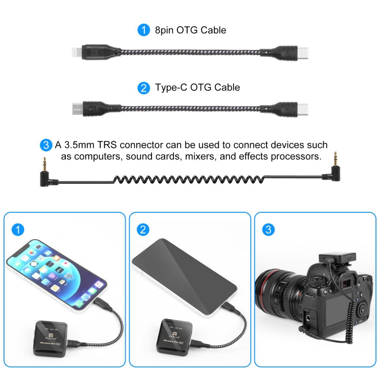 PULUZ 1 TX + 1 RX Wireless Lavalier Microphone Reluova