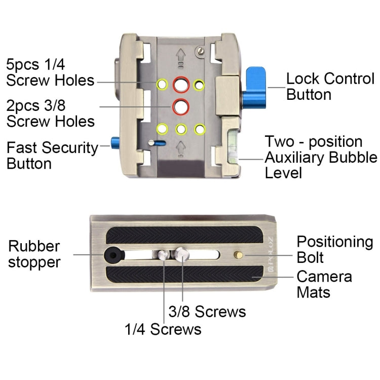 PULUZ Quick Release Clamp Adapter + Quick Release Plate for  DSLR & SLR Cameras