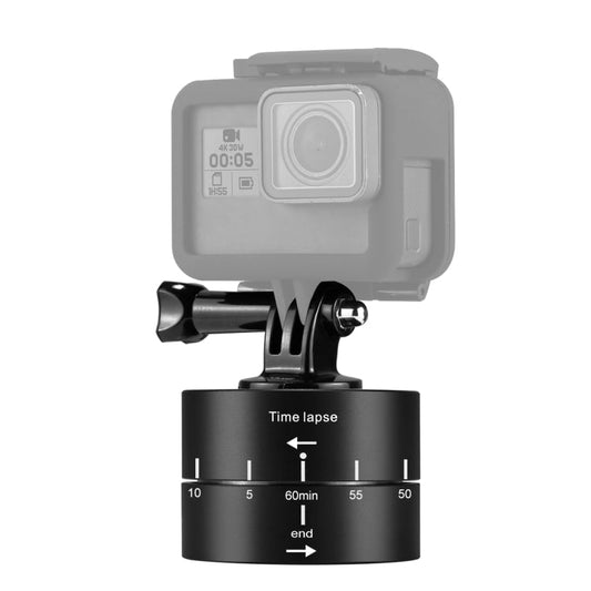 PULUZ 360 Degrees Panning Rotation 60 Minutes Time Lapse Stabilizer Tripod Head Adapter for GoPro HERO12 Black /11 Black /10 Black / 9 Black /8 Black / HERO7 /6 /5 /5 Session /4 Session /4 /3+ /3 /2 /1, Xiaoyi and Other Action Cameras