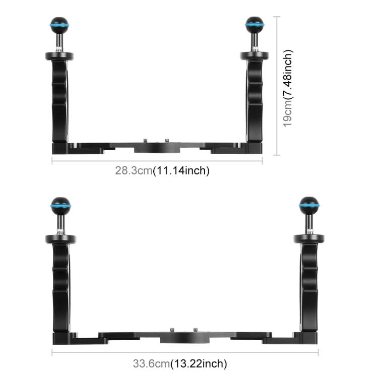 PULUZ Dual Handles Aluminium Alloy Tray Stabilizer for Underwater Camera Housings My Store