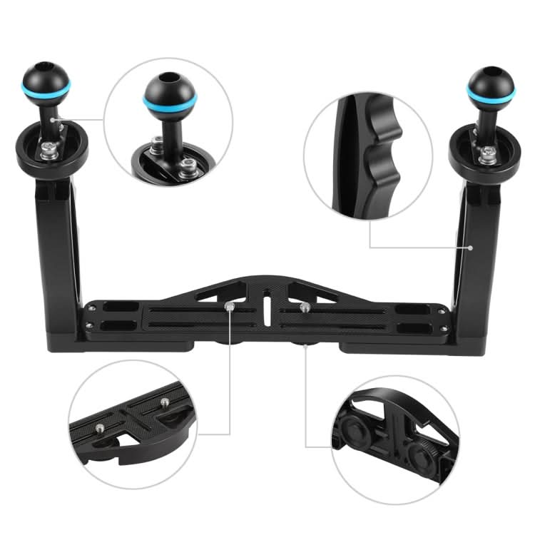 PULUZ Dual Handles Aluminium Alloy Tray Stabilizer for Underwater Camera Housings My Store