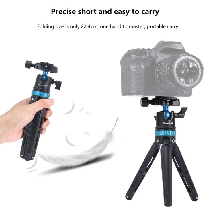 PULUZ Pocket Mini Adjustable Metal Desktop Tripod Mount with 360 Degree Ball Head for DSLR & Digital Cameras, Adjustable Height: 11-20.2cm My Store