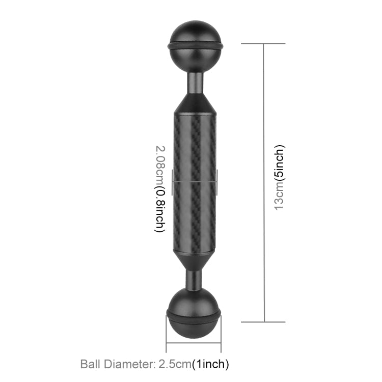 PULUZ 5 inch 13cm Length 20.8mm Diameter Dual Balls Carbon Fiber Floating Arm, Ball Diameter: 25mm