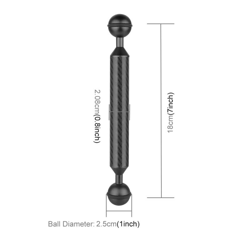 PULUZ  7 inch 18cm Length 20.8mm Diameter Dual Balls Carbon Fiber Floating Arm, Ball Diameter: 25mm My Store