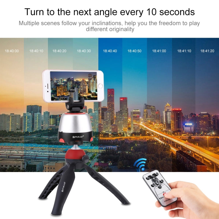 PULUZ Electronic 360 Degree Rotation Panoramic Head + Tripod Mount + GoPro Clamp + Phone Clamp with Remote Controller for Smartphones, GoPro, DSLR Cameras