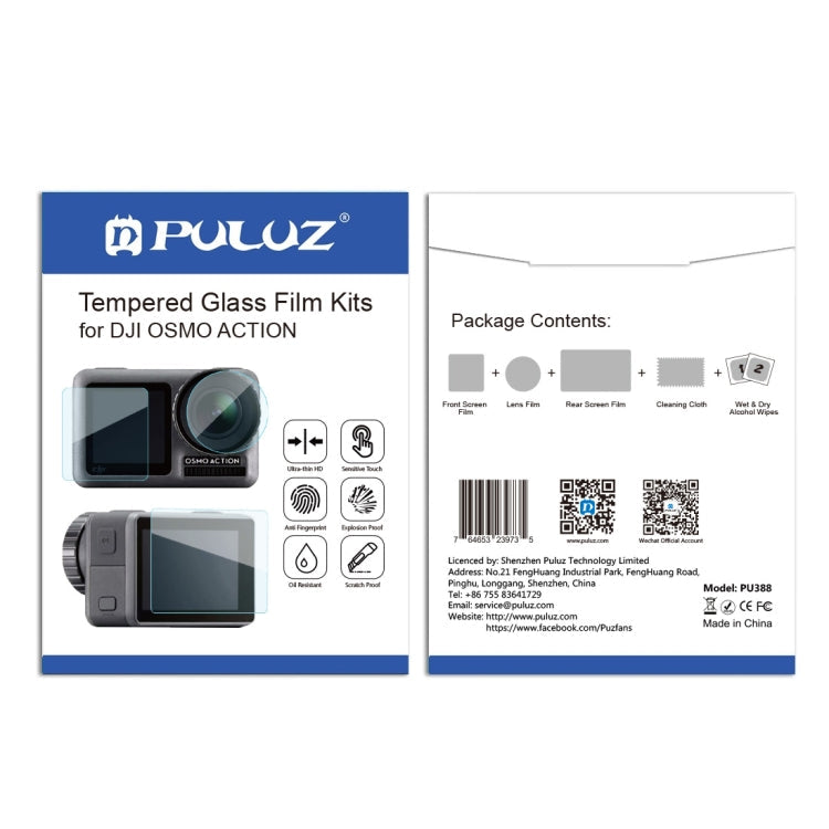 PULUZ Lens + Front and Back LCD Display 9H 2.5D Tempered Glass Film for DJI Osmo Action My Store