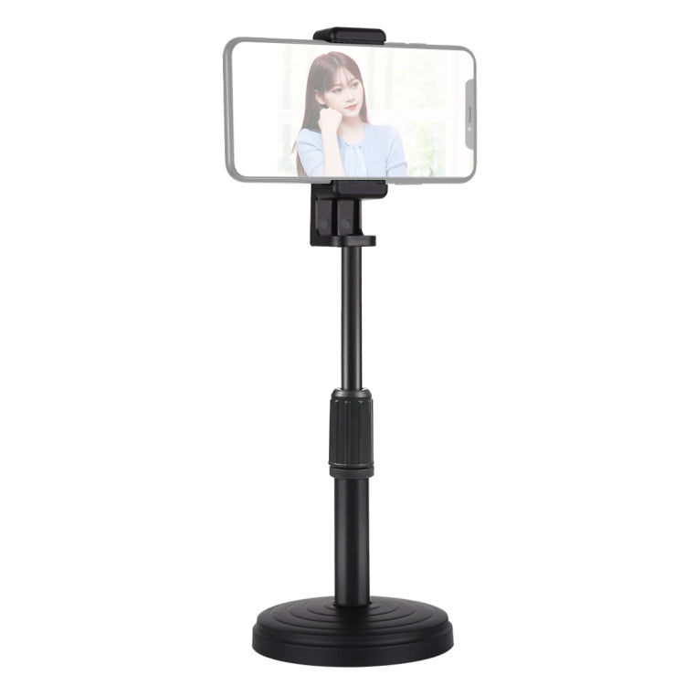 PULUZ Round Base Desktop Holder Mount with Phone Clamp, Adjustable Height: 15.5cm-25.5cm