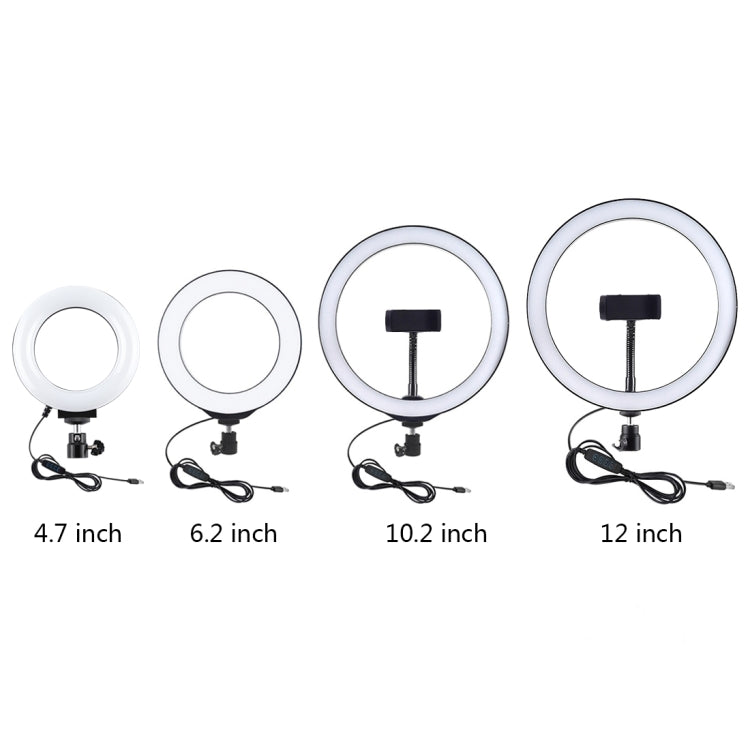 PULUZ Round Base Desktop Holder + 4.7 inch 12cm 3 Modes USB Dimmable LED Ring Vlogging Video Light, Adjustable Height: 15.5cm-25.5cm My Store