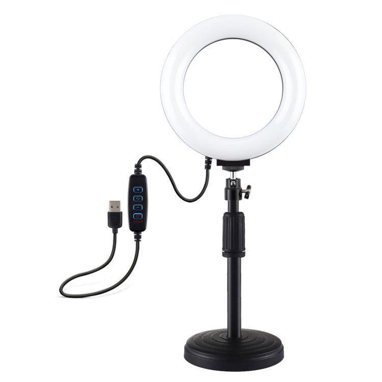 PULUZ Round Base Desktop Mount + 6.2 inch 3 Modes USB Dimmable LED Ring Vlogging Video Light, Adjustable Height: 18cm-28cm My Store