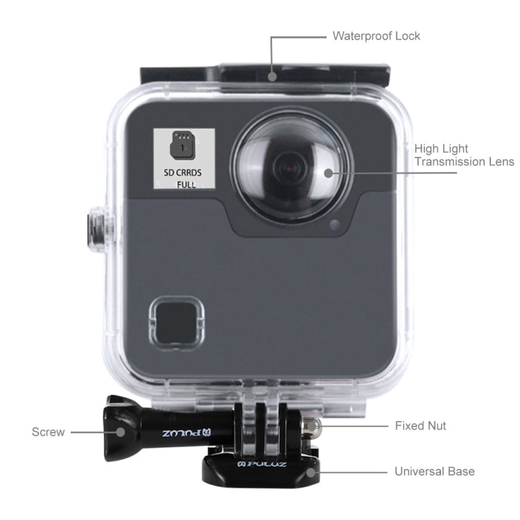 PULUZ 45m Underwater Waterproof Shockproof Housing Diving Case for GoPro Fusion, with Buckle Basic Mount & Screw My Store